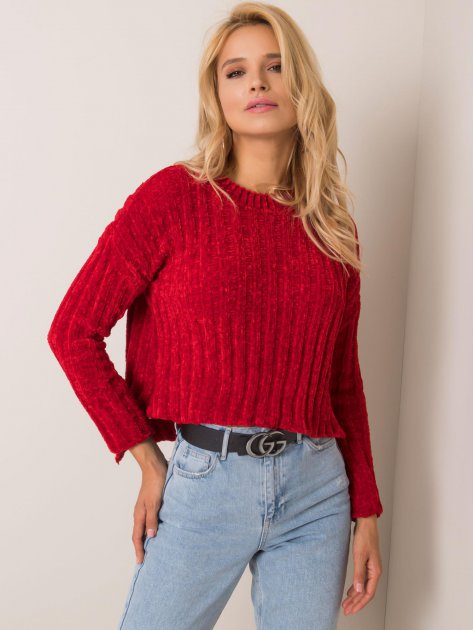 Sweter-19-SW-4557.60-ciemny czerwony