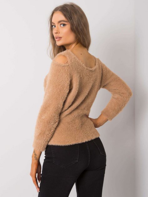 Sweter-LC-SW-7033.27X-camelowy