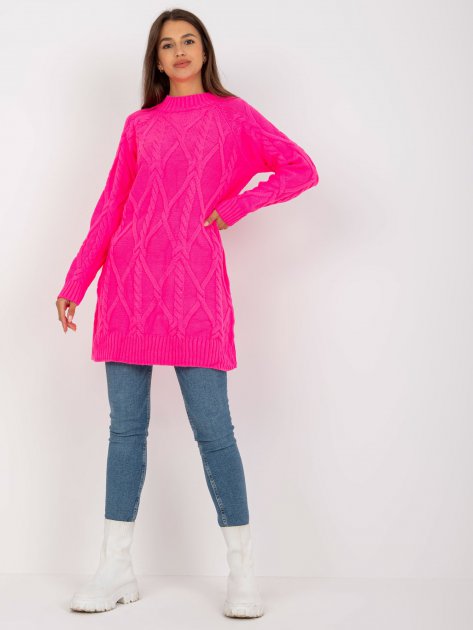 Sweter-LC-SW-8012.88P-fluo różowy