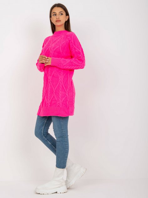 Sweter-LC-SW-8012.88P-fluo różowy