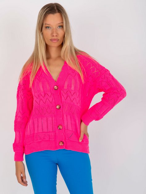 Sweter-LC-SW-8022.04P-fluo różowy