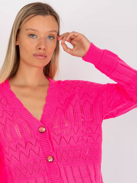 Sweter-LC-SW-8022.04P-fluo różowy