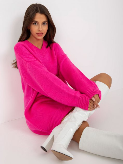 Sweter-LC-SW-0341.38P-fluo różowy