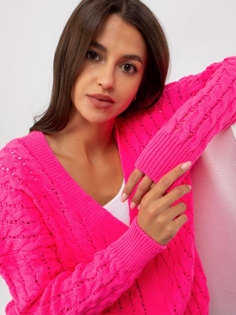 Sweter-LC-SW-8036.74P-fluo różowy