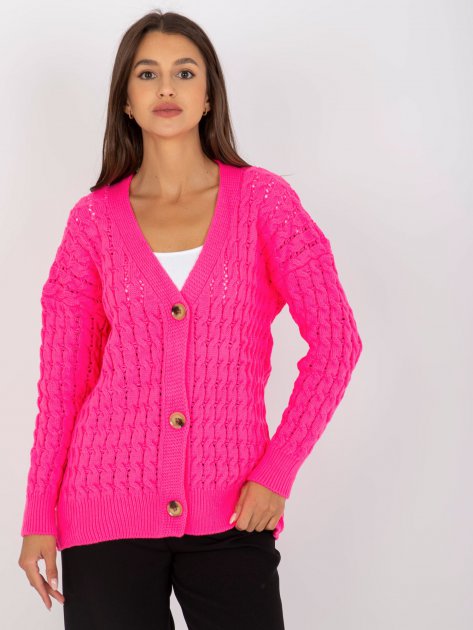 Sweter-LC-SW-8036.74P-fluo różowy