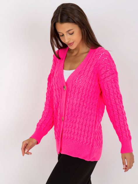 Sweter-LC-SW-8036.74P-fluo różowy