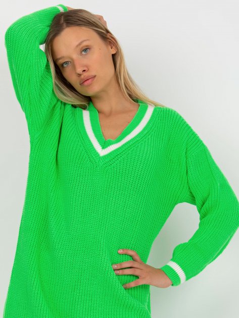 Sweter-LC-SW-8023.55P-fluo zielony