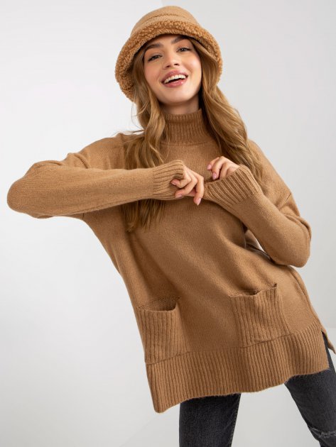 Sweter-RV-SW-7051.95P-camelowy