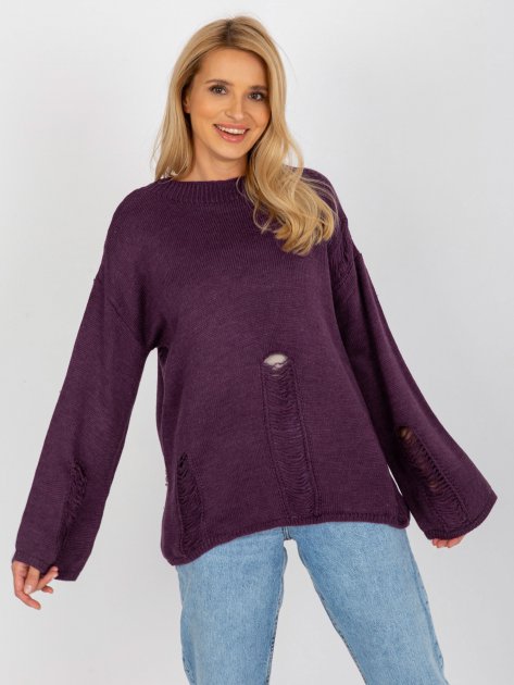 Sweter-BA-SW-8043.03-ciemny fioletowy