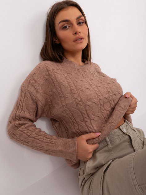 Sweter-AT-SW-2335.27-ciemny bezowy