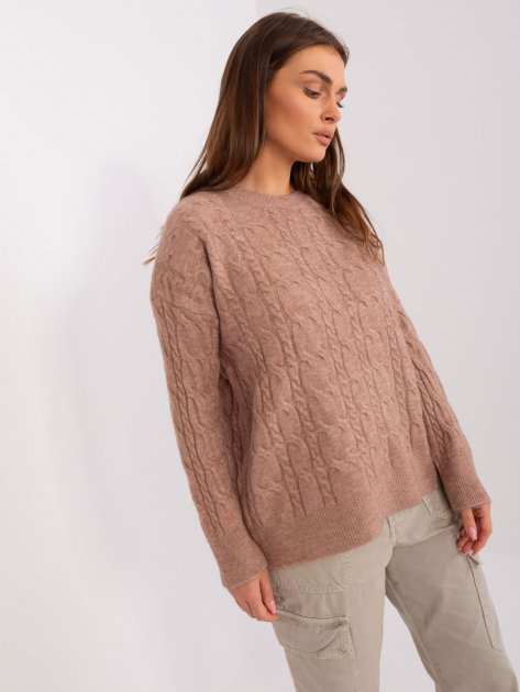 Sweter-AT-SW-2335.27-ciemny bezowy