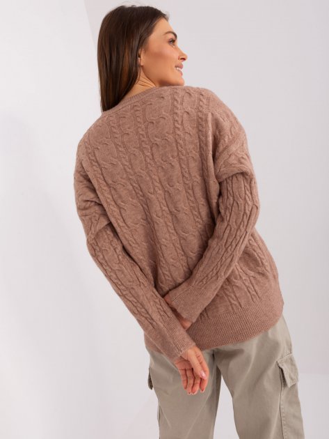 Sweter-AT-SW-2335.27-ciemny bezowy