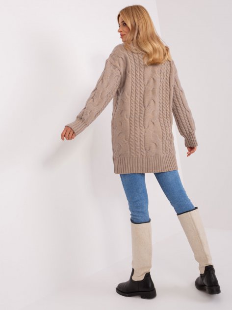 Sweter-AT-SW-2367-1.35P-ciemny bezowy