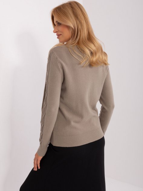 Sweter-AT-SW-2329.98P-ciemny bezowy