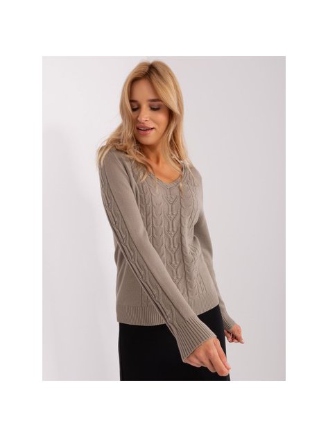 Sweter-AT-SW-2329.98P-ciemny bezowy