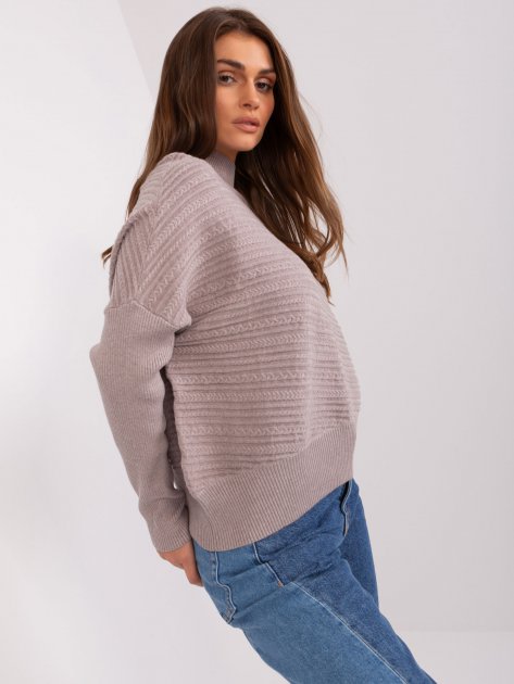 Sweter-AT-SW-2368.36X-ciemny bezowy