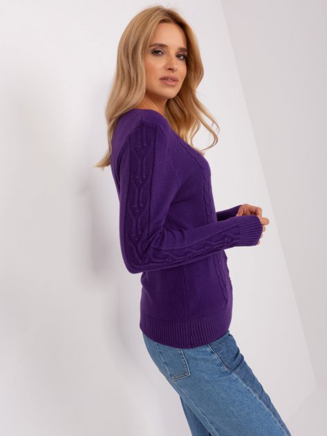 Sweter-AT-SW-2329.98P-ciemny fioletowy