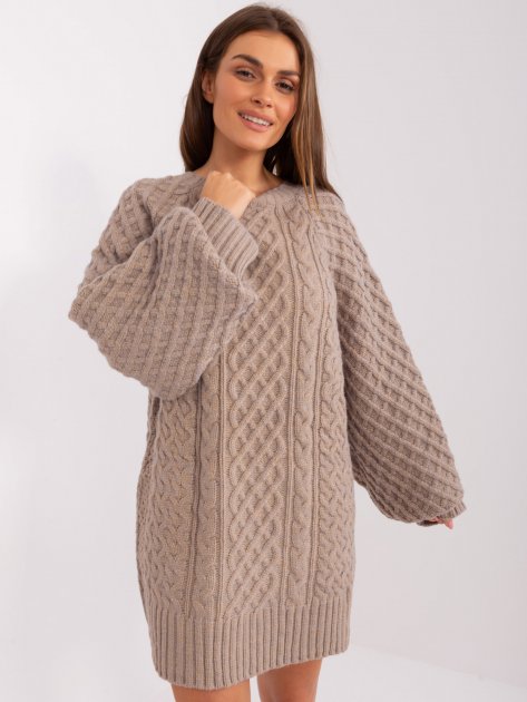 Sweter-AT-SW-2367-2.64P-ciemny bezowy