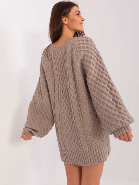 Sweter-AT-SW-2367-2.64P-ciemny bezowy