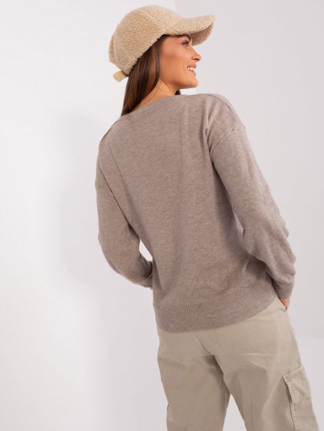 Sweter-AT-SW-2325.95P-ciemny bezowy