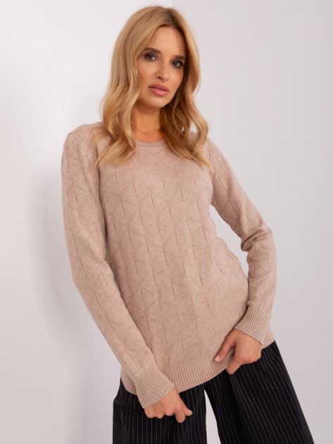 Sweter-AT-SW-232901.25X-ciemny bezowy