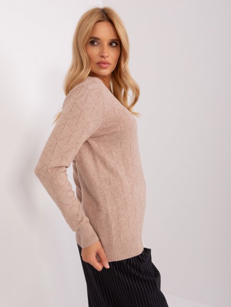 Sweter-AT-SW-232901.25X-ciemny bezowy