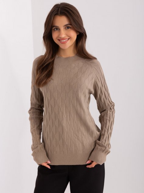 Sweter-AT-SW-2326.37X-ciemny bezowy