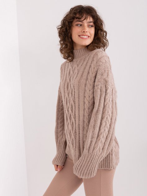 Sweter-AT-SW-2363-2.30-ciemny bezowy