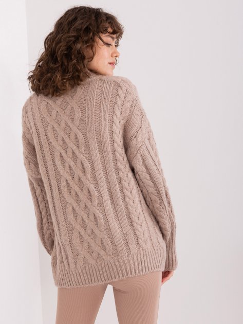 Sweter-AT-SW-2363-2.30-ciemny bezowy