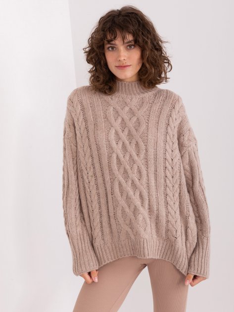 Sweter-AT-SW-2363-2.30-ciemny bezowy