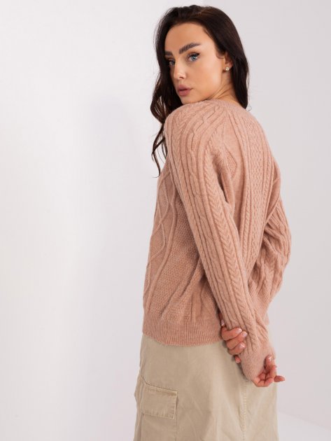 Sweter-AT-SW-2346-2.99P-ciemny bezowy