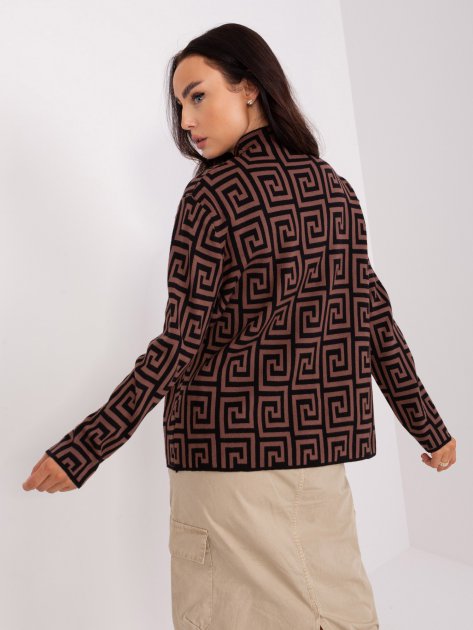 Sweter-AT-SW-2341.00P-ciemny brązowy