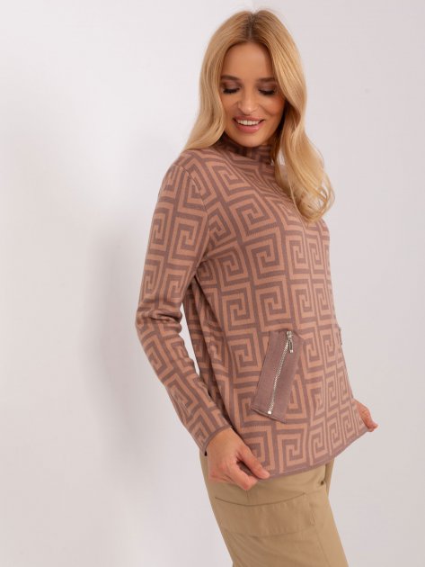 Sweter-AT-SW-2341.00P-brązowy