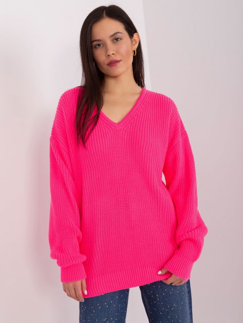 Sweter-BA-SW-8029.94P-fluo różowy