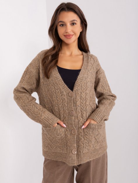 Sweter-AT-SW-2358.31-ciemny bezowy