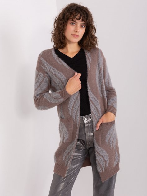 Sweter-AT-SW-234501.00P-ciemny brązowy