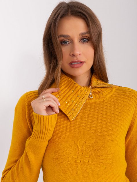 Sweter-PM-SW-R3634.99-ciemny żółty