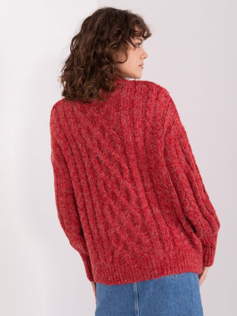 Sweter-AT-SW-2363-2.04P-ciemny czerwony