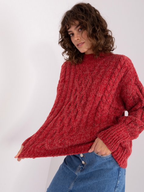 Sweter-AT-SW-2363-2.04P-ciemny czerwony