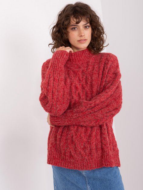 Sweter-AT-SW-2363-2.04P-ciemny czerwony