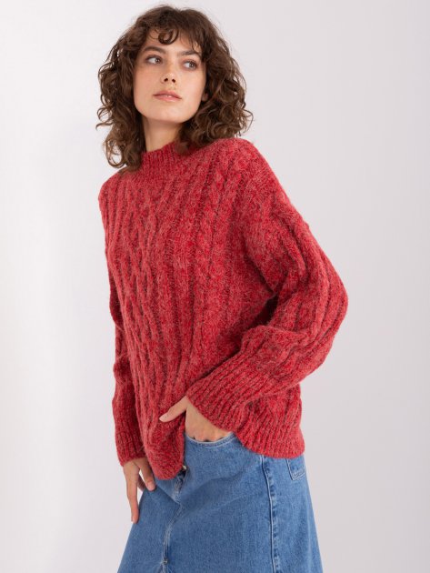 Sweter-AT-SW-2363-2.04P-ciemny czerwony