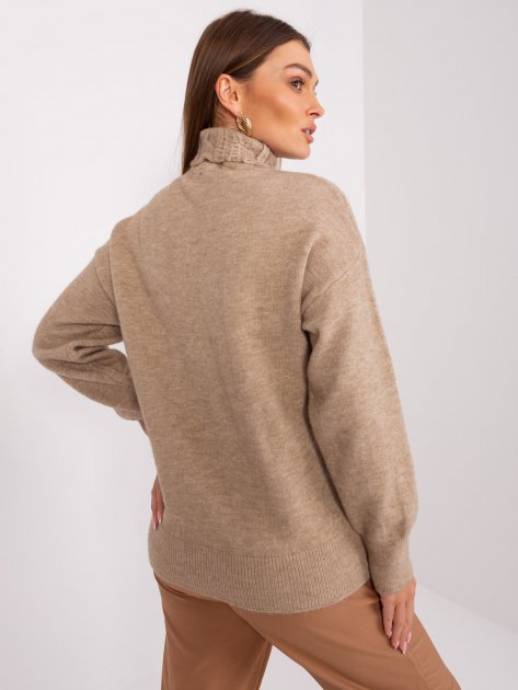 Sweter-AT-SW-23401.97P-ciemny bezowy