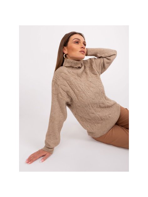 Sweter-AT-SW-23401.97P-ciemny bezowy