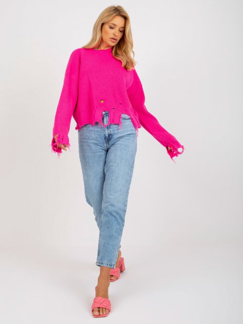 Sweter-LC-SW-0373.95P-fluo różowy