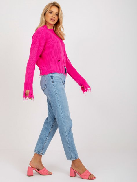 Sweter-LC-SW-0373.95P-fluo różowy