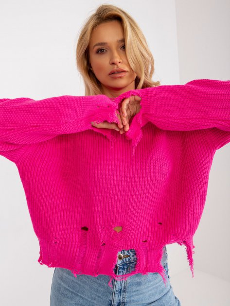 Sweter-LC-SW-0373.95P-fluo różowy