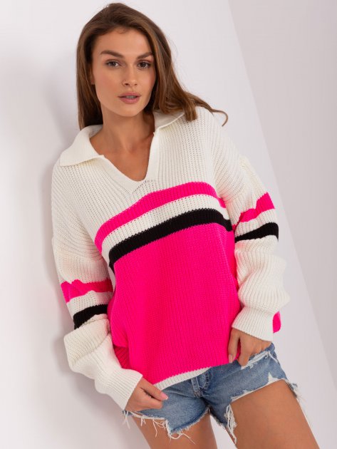 Sweter-BA-SW-8054.91P-fluo różowy