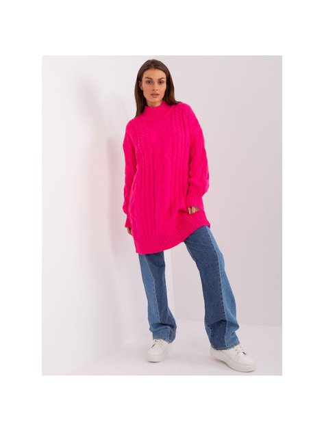 Sweter-AT-SW-2367-1.35P-fluo różowy