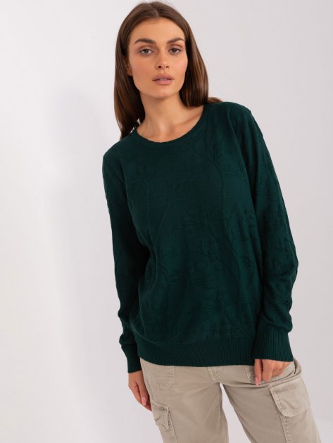 Sweter-AT-SW-2231.99P-ciemny zielony