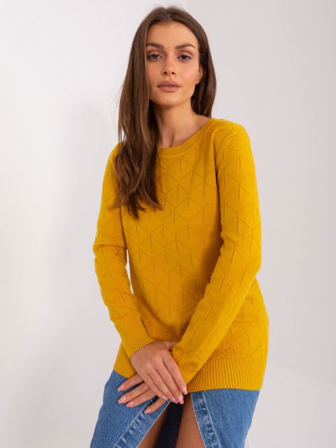 Sweter-AT-SW-232901.25X-ciemny żółty